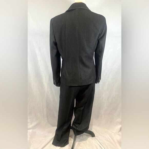 Kasper vintage denim look open stitch 2 piece blazer trouser pantsuit size 8 - Picture 6 of 10